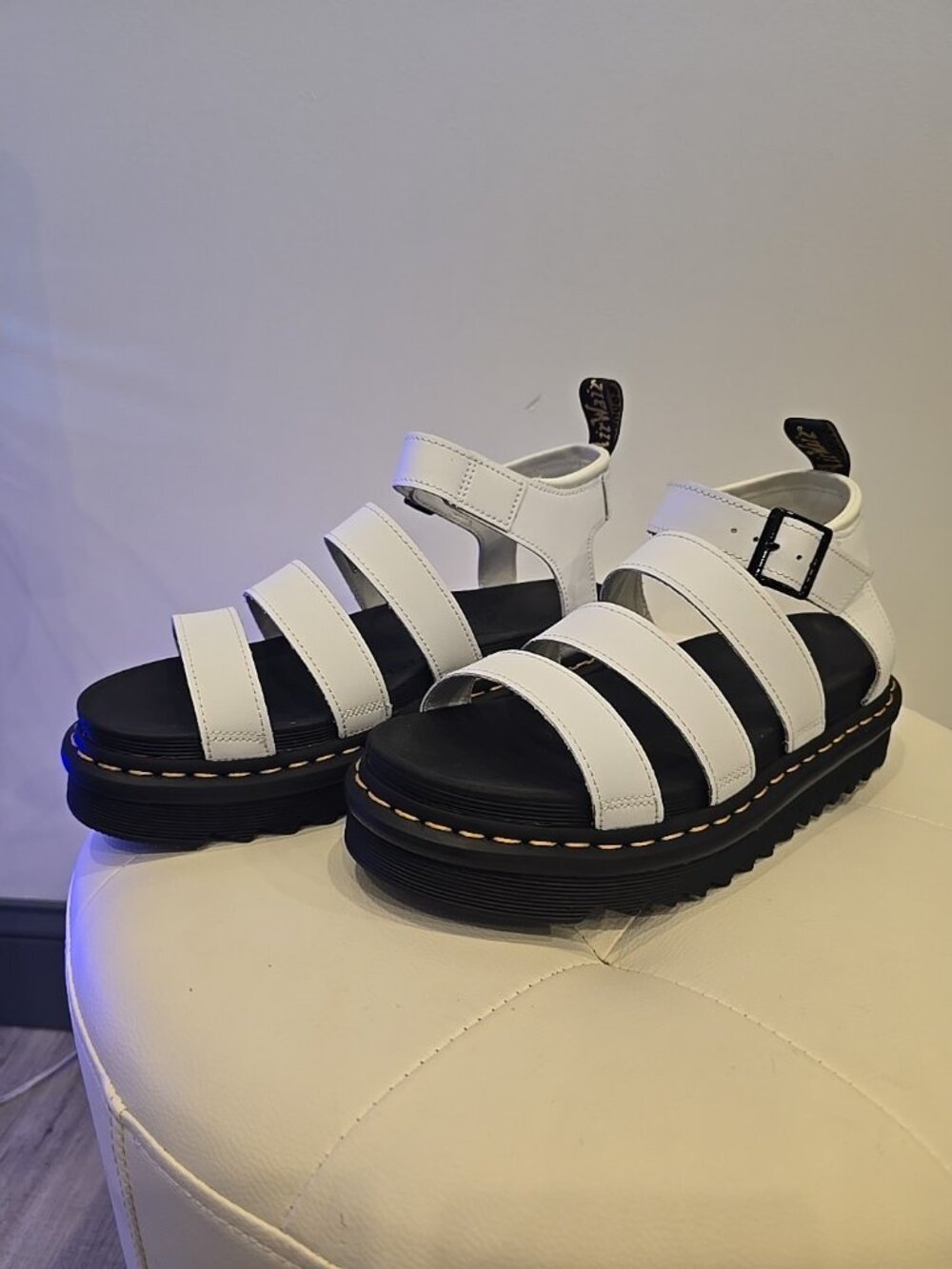 Dr Martens Blaire Sandals Platform White Leather Gladiator Womens Air Wair 9 New - Picture 5 of 7